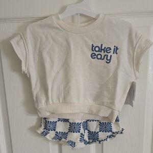 Garyson Mini California Waves & Rays 2pc Top & Floral Shorts 12M NWT